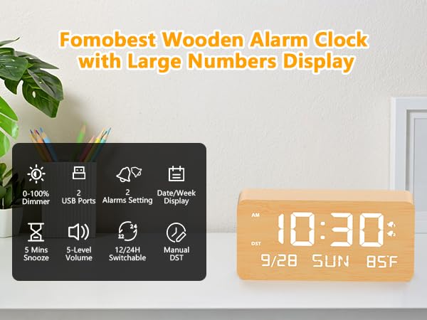 wooden alarm clock