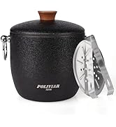 POLIVIAR Ice Bucket, 2.5L Double Wall Ice Bucket with Lid, Stainless Steel Ice Bucket with Tong &amp;...