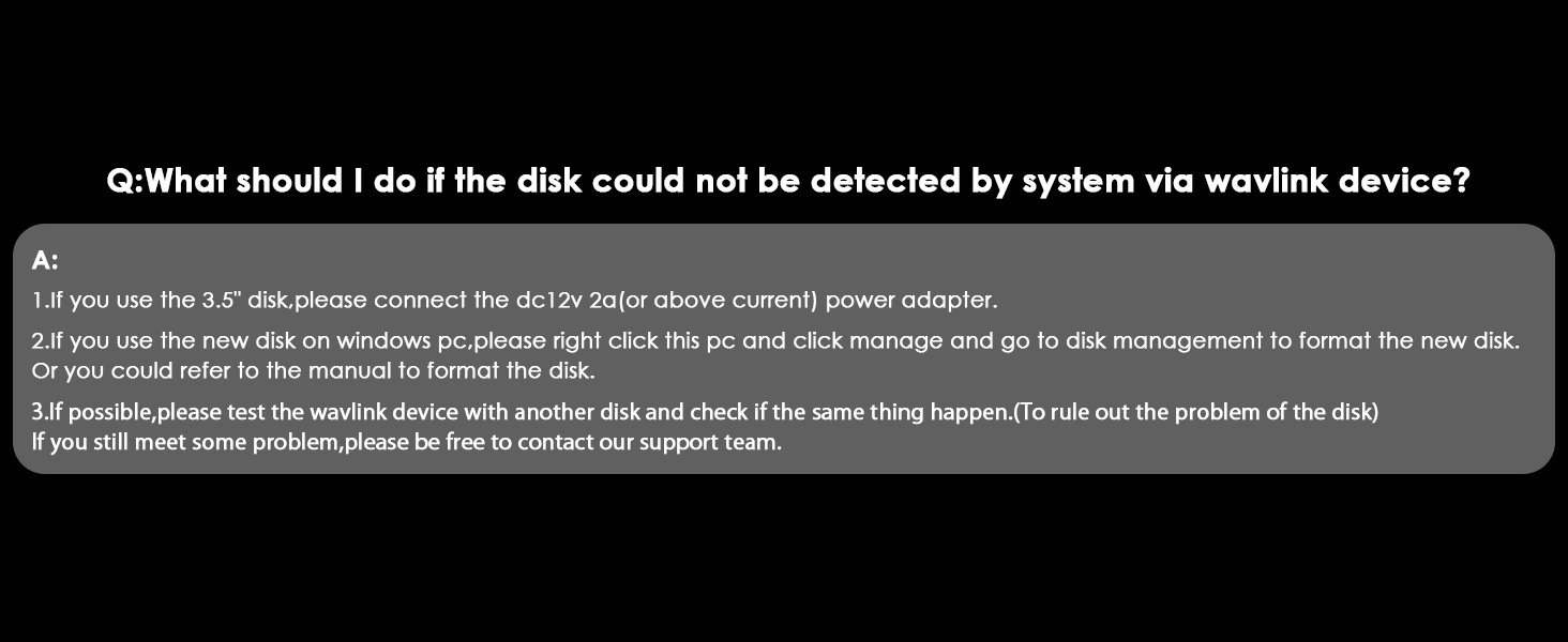 What should I do if the disk could not be detected by system via wavlink device?