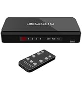 Dingsun HDMI Switcher 4 Port HDMI Selector with IR Remote Control, HDMI 1.4, HDCP 1.4, Support 4K...