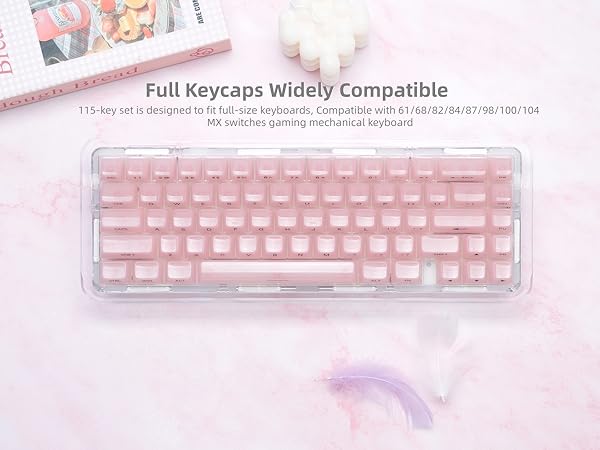 Womier Keycaps Jelly Pink - Ceramic Keycaps Style, Clear Keyboard Key Cap