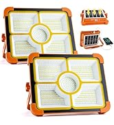 200W Solar Rechargeable Work Light, 12000LM Portable Work Light with 12000mAh Battery, LED Flood ...