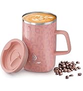 Ideus Vacuum Insulated Coffee Mug, 16oz Reusable Stainless Steel Thermal Double Walled cup with H...