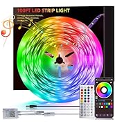 HBOWMDJIA 50ft Led Lights for Bedroom, Led Strip Lights Music Sync Corlor Changing, Led Light Str...