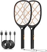 YISSVIC Electric Fly Swatter Bug Zapper Racket 4000V Rechargeable Mosquito Killer with LED Light ...