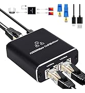 LIEZHUA 1000Mbps Network Splitter with LAN Cable Cat 6 - RJ45 Ethernet Splitter 1 to 2 High Speed...