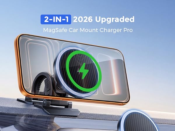 2-in-1 15W Magsafe Car Mount Charger