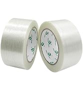 Mono Filament Strapping Tape, 2 Roll 2 Inch x 35 Yards 5.5 Mil, Heavy Duty Transparent Reinforced...
