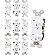 AIDA Duplex Receptacle Outlet, 20Amp 125V Wall Outlet, Residential, 3-Wire, Self-Grounding, UL Li...