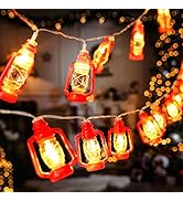 AceList 20 LED Red Lantern String Lights Mini Kerosene Lamp for Indoor Outdoor Patio Garden Holid...