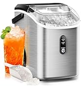 Nugget Ice Maker Countertop, 35.5Lbs/24Hrs Chewable Sonic Ice Machine with Self-Cleaning, Handle,...