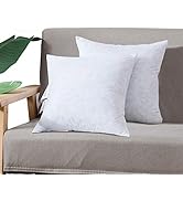 DOWNCOOL 100% Cotton Stuffer Throw Pillow Insert Set of 2, Square Down and Feather Filled Decorat...