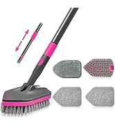 NEWE Shower Cleaner Brush, Tub Tile Scrubber with Telescopic Long Handle 60 inches, 4 Scrub Heads...