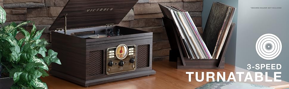 3-Speed Turntable Vinyl Records