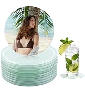 KINCHYGO, 10 Pack Sublimation Glass Coaster Blank with Anti Slip Foot Pads 3.94 inch Round Coaste...