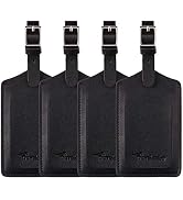 4 Pack Leather Luggage Travel Bag Tags by Travelambo