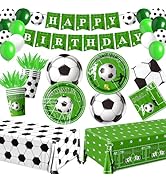 Soccer Birthday Party Decorations Soccer Plates and Napkins Serve 24, Includes Soccer Birthday Pl...