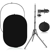 YUOCU 3.3x5ft/1x1.5m Chromakey Black White Backdrop with 6.23ft Stand, 2-in-1 Black Screen White ...
