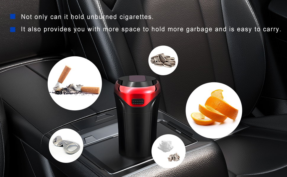 hold a large amount of ash, a mini automotive trash can for nutshells or waste paper
