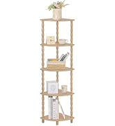 MaxSmeo Corner Bookshelf, 5-Tier Coner Shelf Stand, Modern Corner Plant Shelves with Storage, for...