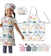VITA ELEGANTE Kids Apron With Pocket &amp; Chef Hat - Water Resistant Toddler Apron