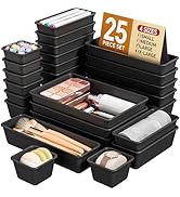 KEMETHY 25 PCS Plastic Drawer Organizers Set, 4 Sizes Vanity Organizer, Makeup and Desk Drawer Or...