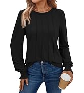 AUTOMET Womens Fall Long Sleeve Shirts 2025 Business Dressy Casual Top Fashion Pleated Tunic Blou...
