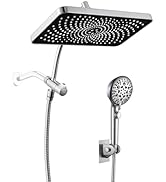 GwernKB Rain Shower Heads with Handheld Spray Combo,12In Fixed Showerhead&amp;8-Mode Handheld Shower ...
