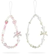 Xyulaan Pink Beaded Phone Wrist Straps, Y2K Phone Case Charms Camera Charm Strap, Lanyard Keychai...