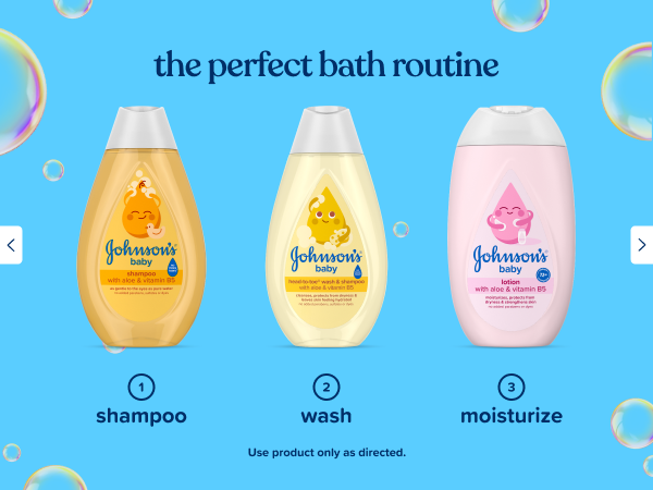 perfect bath routine johnsons baby shampoo and body wash and baby lotion