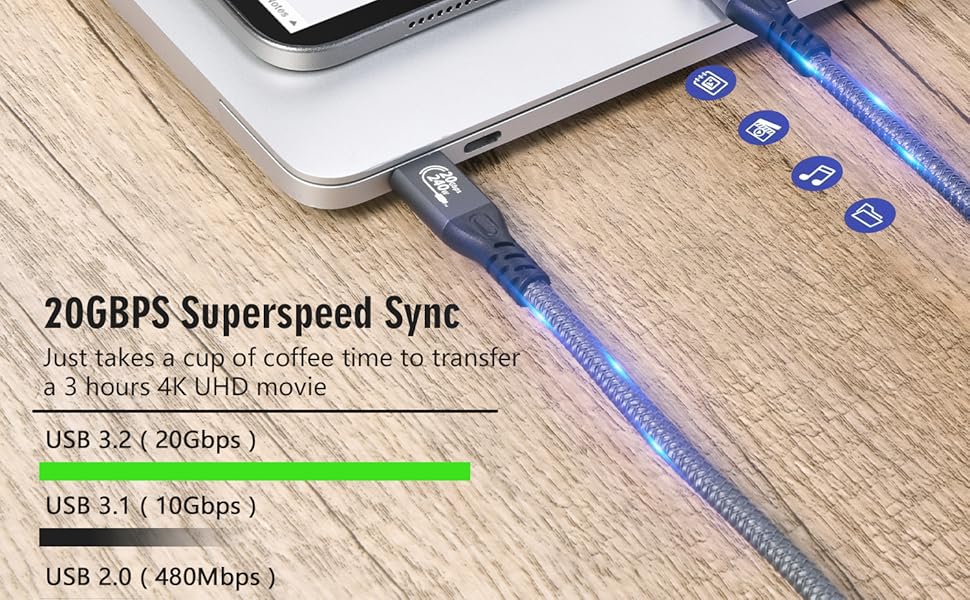 CHENLENIC USB C Cable Extension Extender Thunderbolt 3 4 cable type c cable 90Degree charging cable