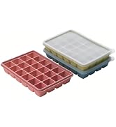 Ice Cube Trays with Lid, 3 Packs 72 Cubes Durable Stackable Flexible Silicone Ice Cube Trays for ...