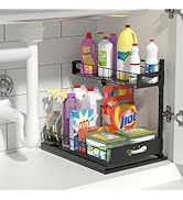 Uninol Under Sink Organizer with Pull-Out Drawers,Kitchen Sink Organizer,2 Tier Bathroom Organize...