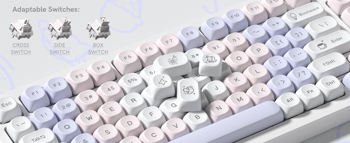 Womier PBT Keycaps Set, Dream Cute Keycaps MOA Profile Mechanical Keyboard Caps, Custom Key cap