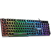 CHONCHOW Wired Gaming Keyboard for Mac PC PS5 PS4 Xbox One Gamers, RGB Backlit LED Mechanical Fee...