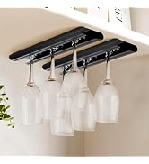 GeLive 12 Inch Wine Glass Holder Under Cabinet Stemware Rack Wine Glass Hanger Storage Organizer ...
