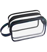 Lermende Clear Makeup Bag,2 Layer Clear Makeup Case,Coquette Glossier Bag Clear Zipper Bag for Tr...