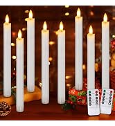 OCATO Flameless Taper Candles Battery Operated Candles Window Candle 8 Pack | 9.6" Real Wax LED F...