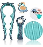 Jar Opener for Weak Hands, Seniors with Arthritis, 5 in 1 Multi Function Bottle Opener Lid Opener...