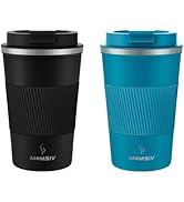 MOMSIV 2 pcs 12oz Travel Mug, Insulated Coffee Cup with Leakproof Lid, Vacuum Stainless Steel Dou...