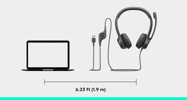 h390 wired stereo black headset with noise-cancelling microphone