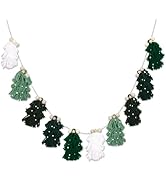 Sage Green Christmas Tree Tassel Garland with Wood Beads Christmas Party Decor Green Boho Yarn Ta...