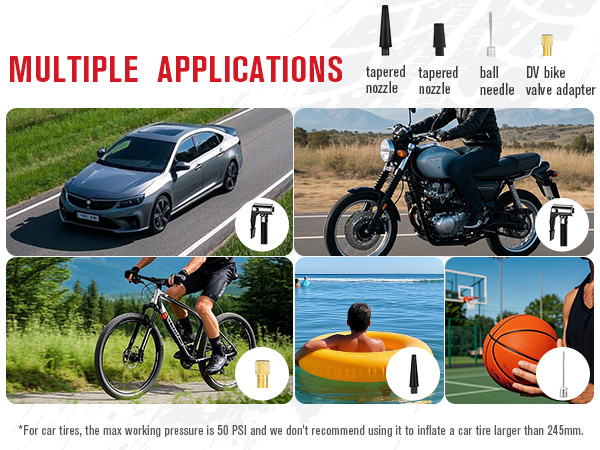 AC/DC portable tire inflator applications