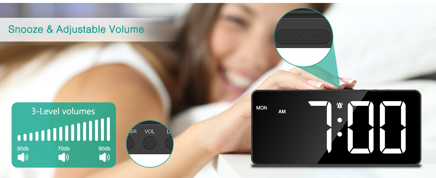 Digital Alarm Clock for Bedroom, LED Alarm Clock