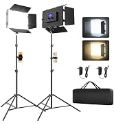 Unicucp 2 Pack Led Video Light Panel Light with Barndoor, 8000mAh Rechargeable Camera Light with ...