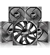Okinos, 5 Packs, 120mm Case Fan, 4Pin PWM PC Fans, 67CFM, 1500RPM, High Airflow, Hurricane Series