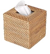 Sumnacon Rattan Square Tissue Box Cover - Decorative Woven Wicker Napkin Tissue Box Holder, Vinta...