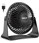 BESKAR USB Small Desk Fan - 6 Inch Portable Fans with 3 Speeds Strong Airflow, Quiet Operation an...