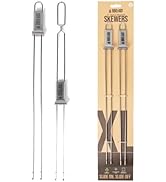 BBQ-AID Extra Long 17" Skewers - Quick Release Barbecue Metal Skewers for Kabobs - Double Pronged...