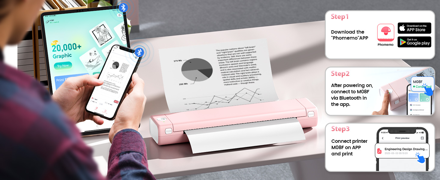 Phomemo Portable Printers Wireless for Travel,Phomemo Portable Printers Wireless for Travel
